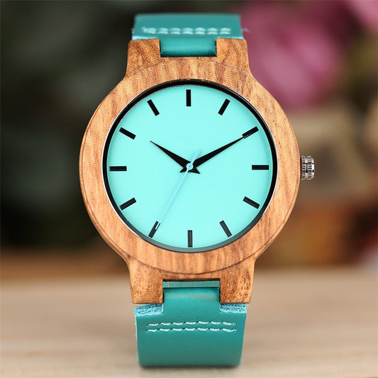 Blue Dial Genuine Leather Mens Watch Quartz Wrist Watch
